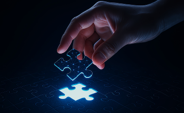 hand_puzzle Hand placing puzzle piece